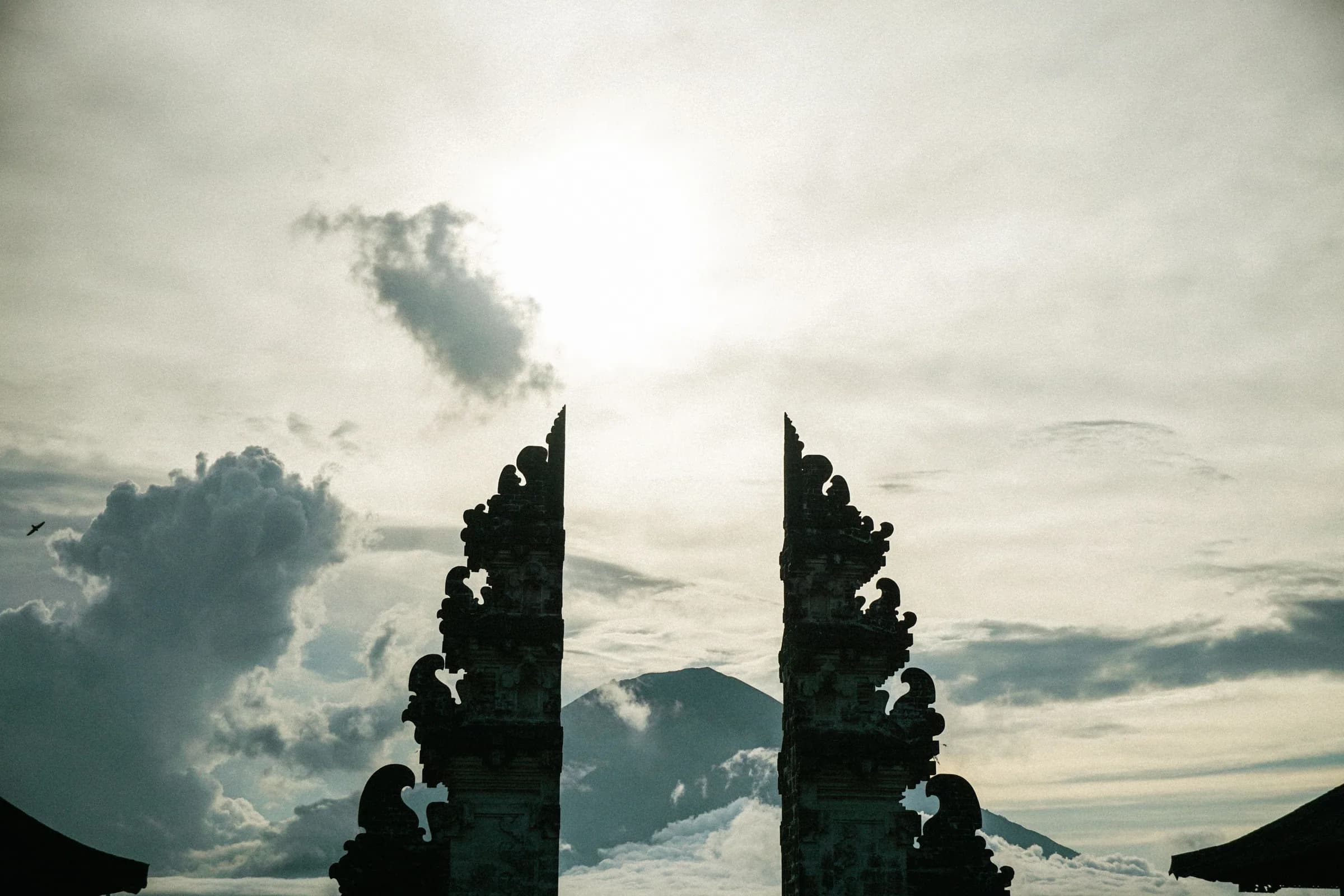 The Pura Lempuyang temple gates against a dramatic sky, Bali, Indonesia