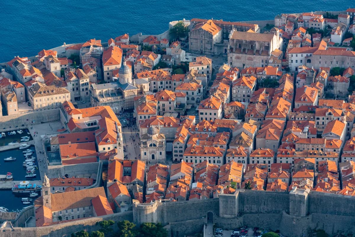 Terracotta rooftops above the Adriatic, Dalmatian Coast, Croatia