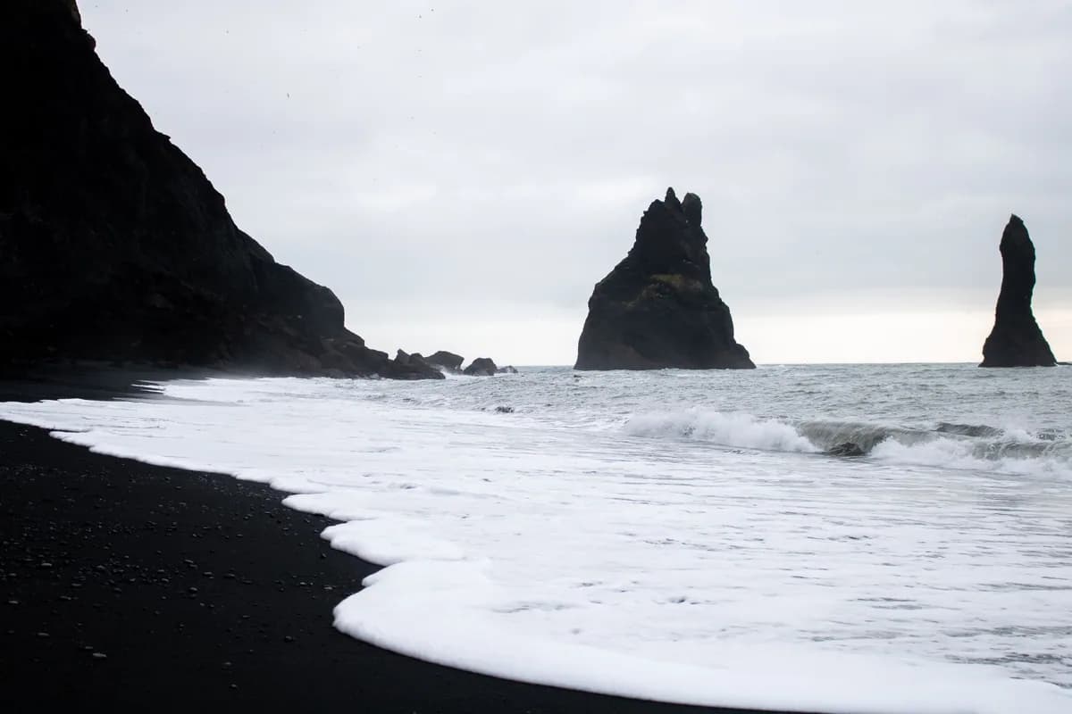 Black sand beach and sea stacks, South Coast, Iceland