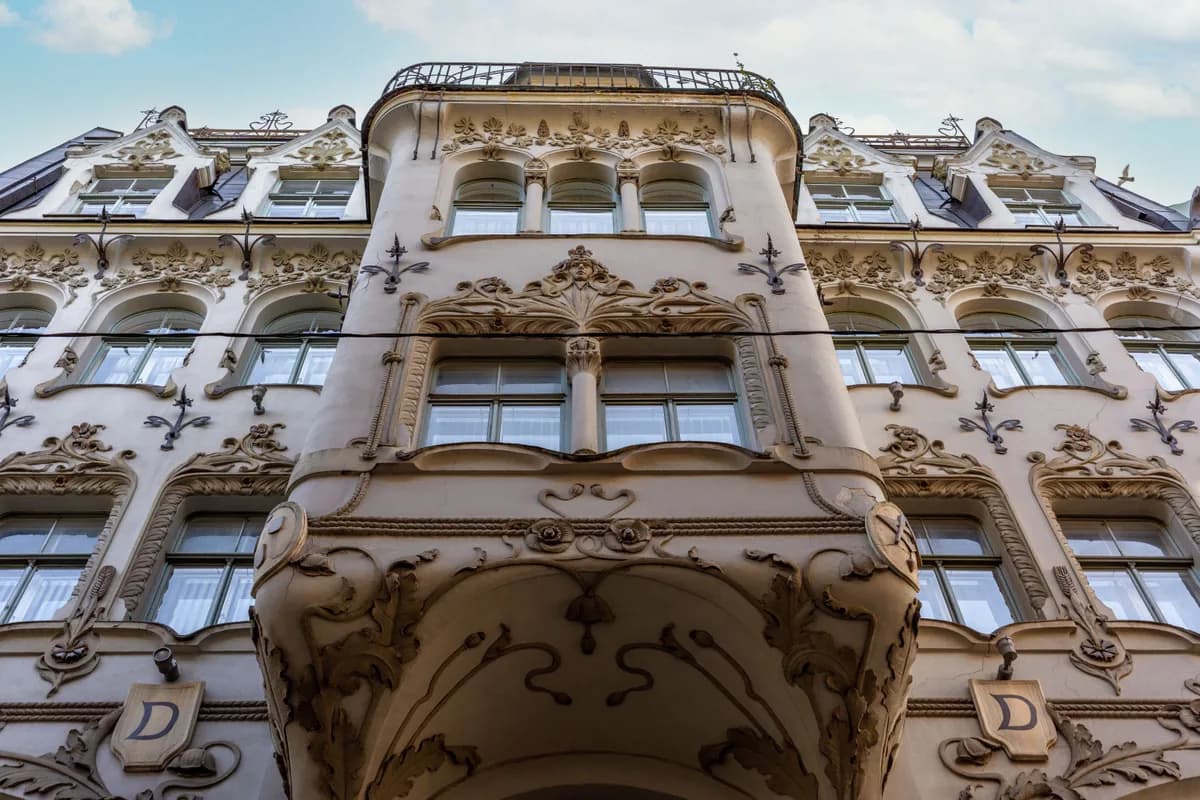 Explore intricate Art Nouveau architecture in Riga, showcasing beautiful facades and ornate details.